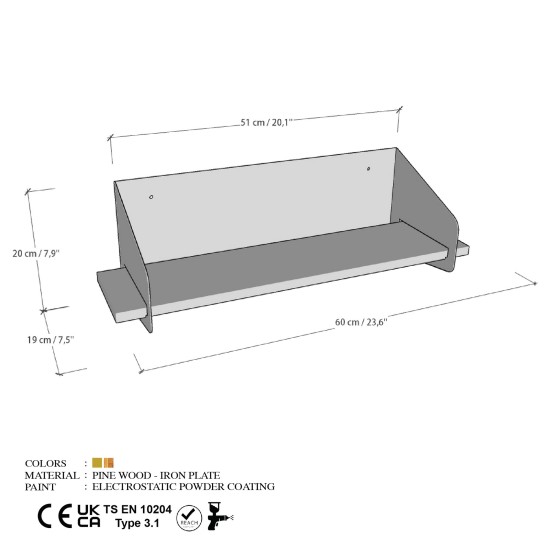 Wall Shelf Long Arm - Gold Gold Wall Shelf Long Arm - Gold Gold
