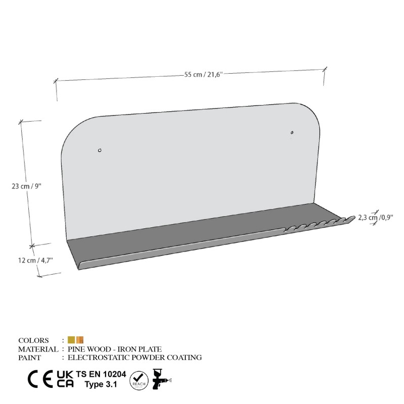 Wall Shelf Long Pouch - Gold Gold