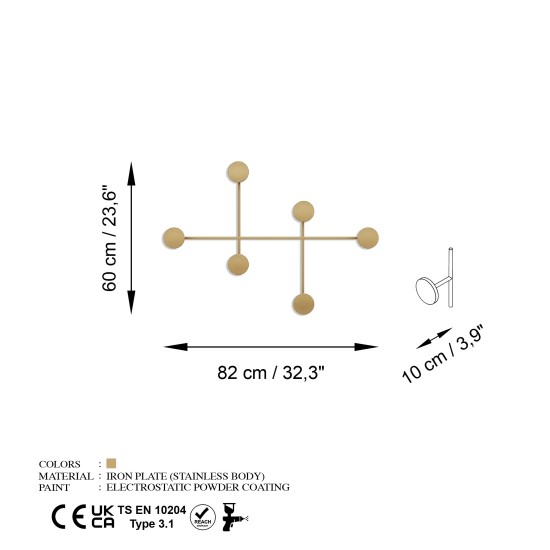 Metal Wall Hook Dama-A Gold Metal Wall Hook Dama-A Gold