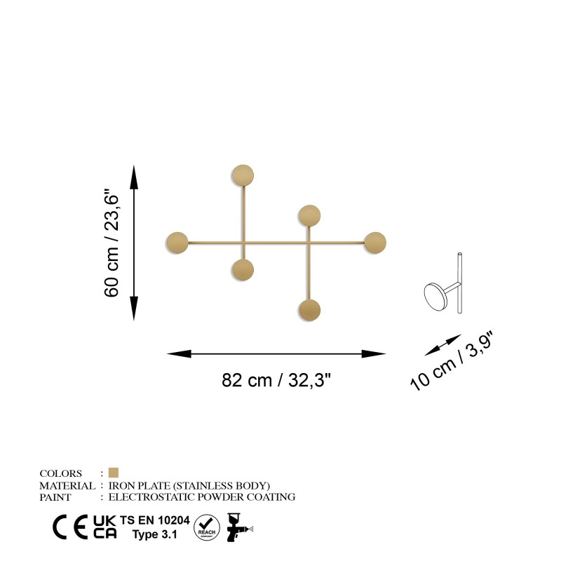 Metal Wall Hook Dama-A Gold