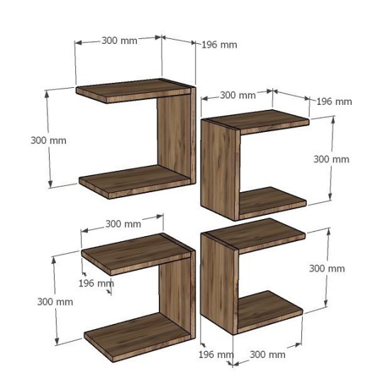 Hanah Home Wall Shelf Base - Sapphire Oak Sapphire Oak