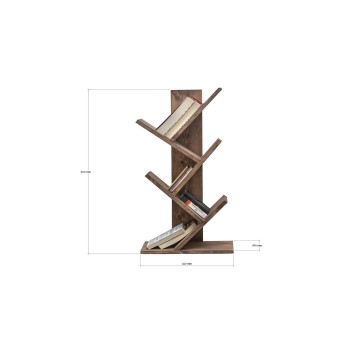 Βιβλιοθήκη Cemo - Χρώμα Μασίφ Ξύλο Καρυδιάς - 35x18x90εκ