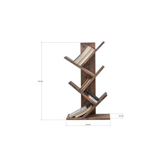 Βιβλιοθήκη Cemo - Χρώμα Μασίφ Ξύλο Καρυδιάς - 35x18x90εκ