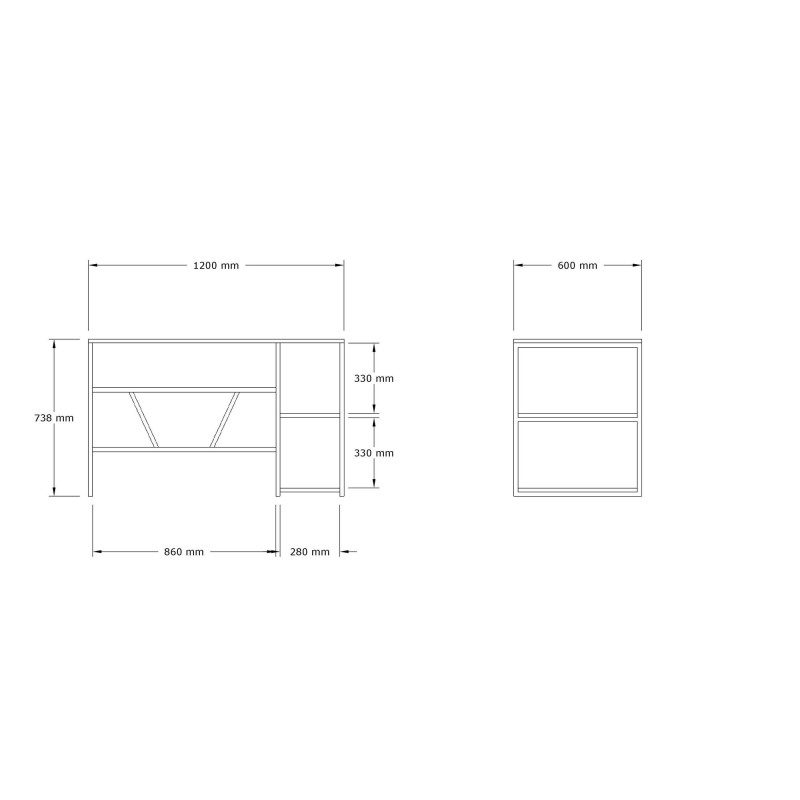 Study Desk Caste - Sapphire Oak Sapphire Oak