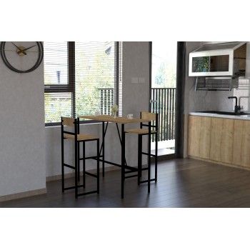 Table & Chairs Set (3 Pieces) Tibet - Oak Oak
Black