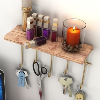 Wall Shelf Dekoratif Duvar Rafı ve Askılık Gold
Brown