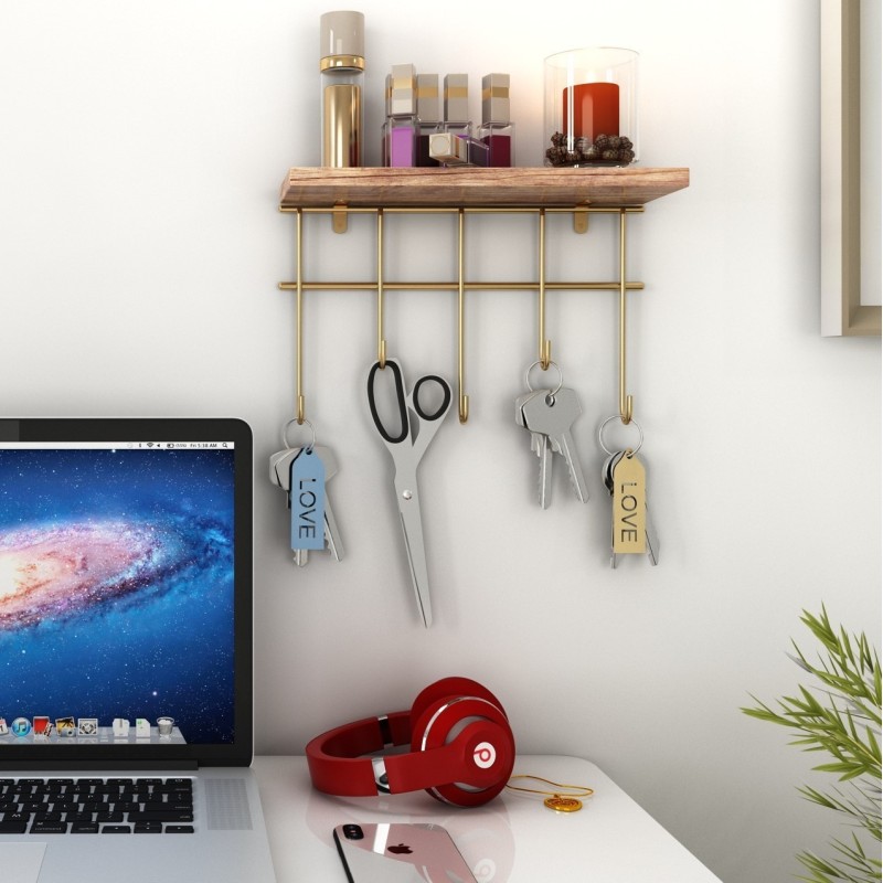 Wall Shelf Dekoratif Duvar Rafı ve Askılık Gold
Brown