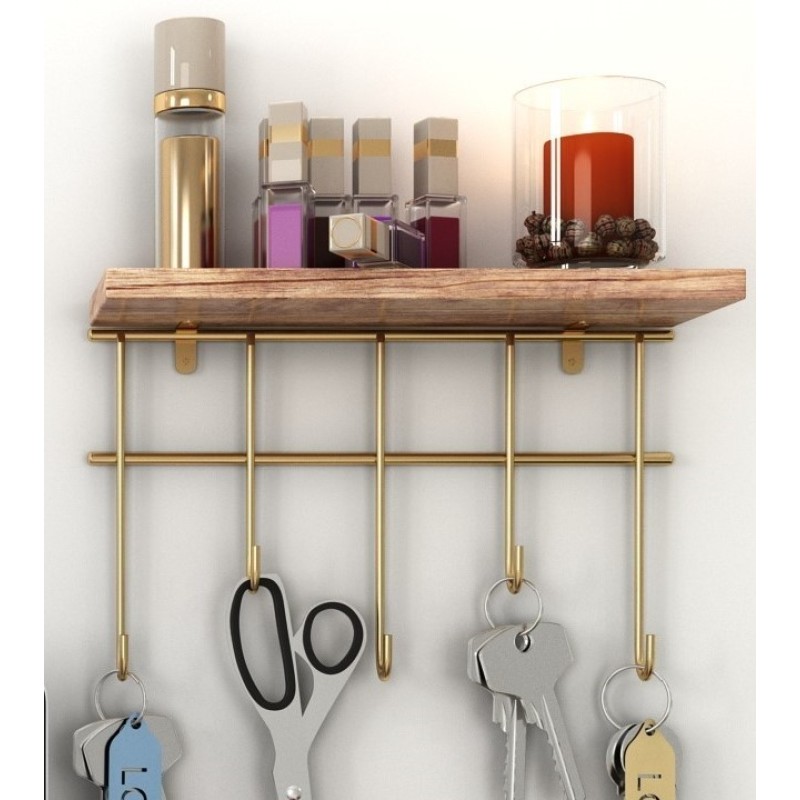 Wall Shelf Dekoratif Duvar Rafı ve Askılık Gold
Brown