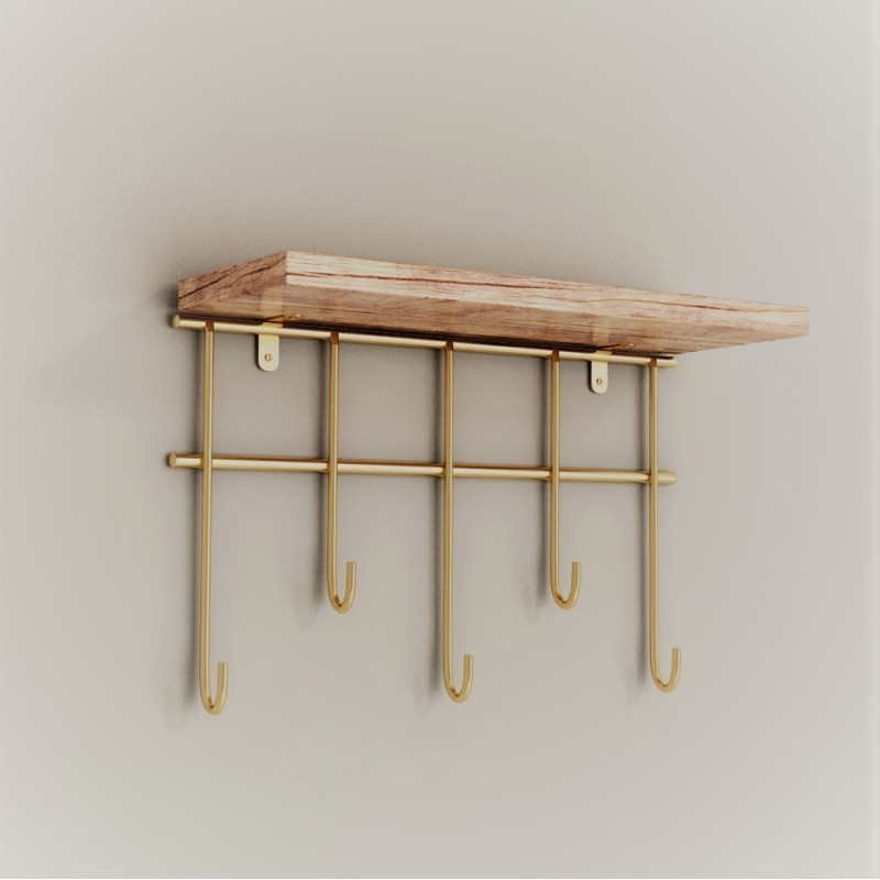 Wall Shelf Dekoratif Duvar Rafı ve Askılık Gold
Brown
