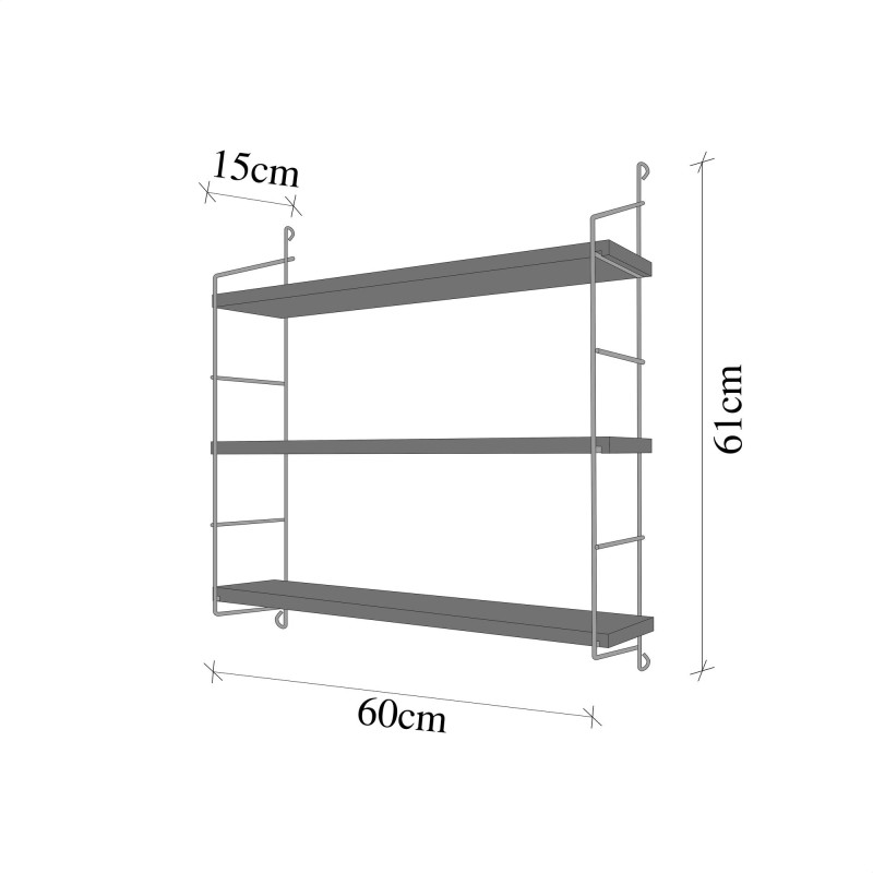 Wall Shelf 3lü Duvar Rafı, Kitaplık Gold
Brown