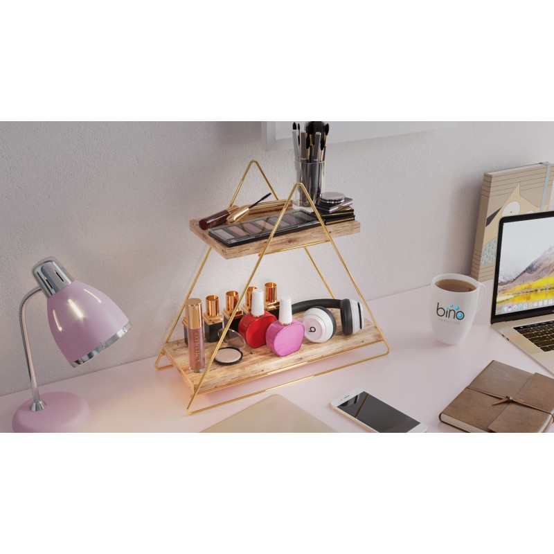 Wall Shelf Masa Servis Rafı, Organize Çok Amaçlı Düzenleyici Gold
Brown