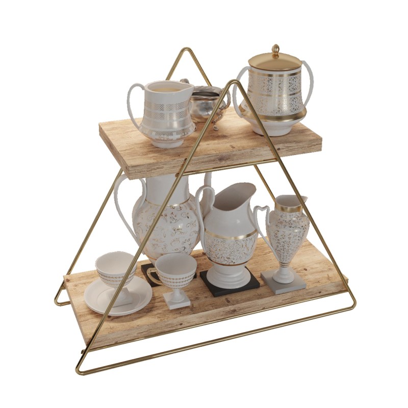 Wall Shelf Masa Servis Rafı, Organize Çok Amaçlı Düzenleyici Gold
Brown