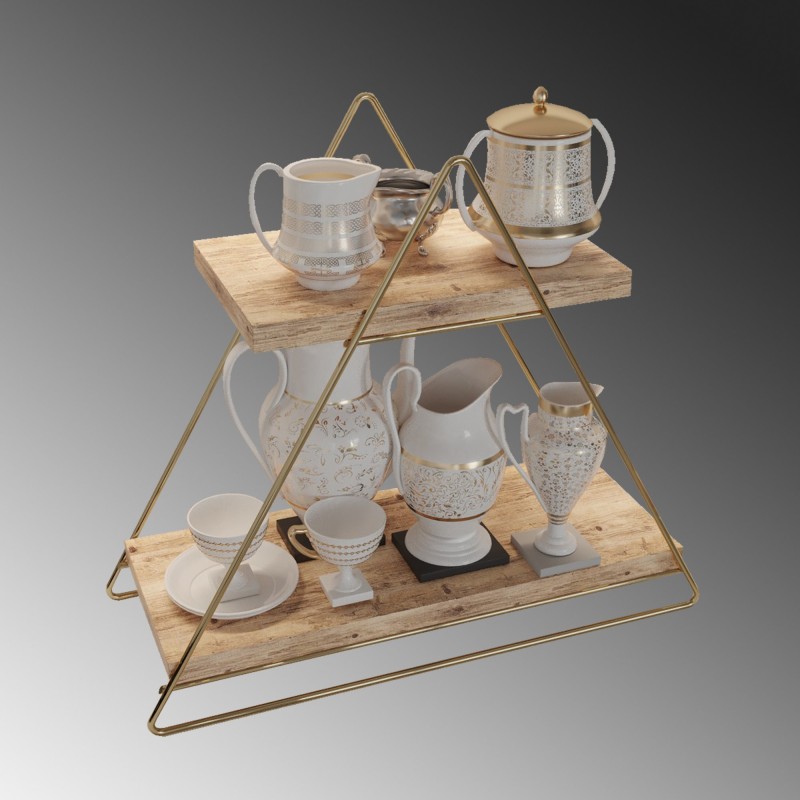 Wall Shelf Masa Servis Rafı, Organize Çok Amaçlı Düzenleyici Gold
Brown