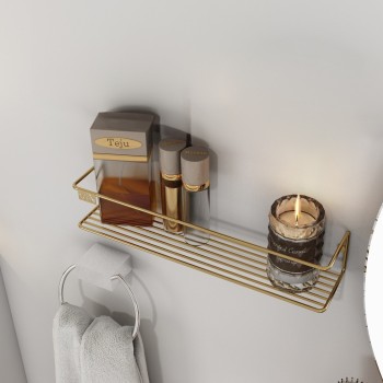 Wall Shelf Banyo Makyaj Rafı, Baharatlık - Gold Gold