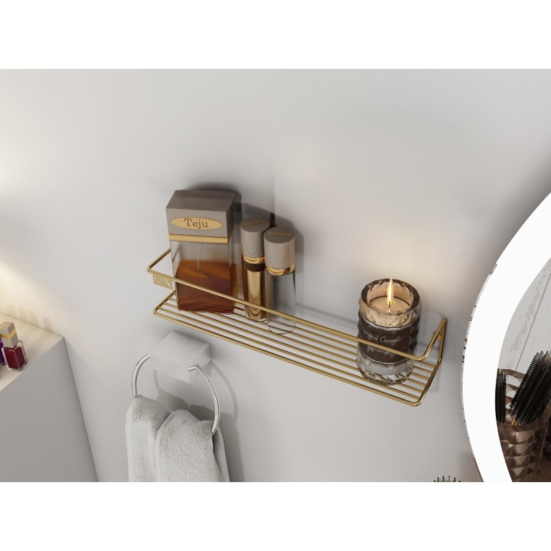 Wall Shelf Banyo Makyaj Rafı, Baharatlık - Gold Gold
