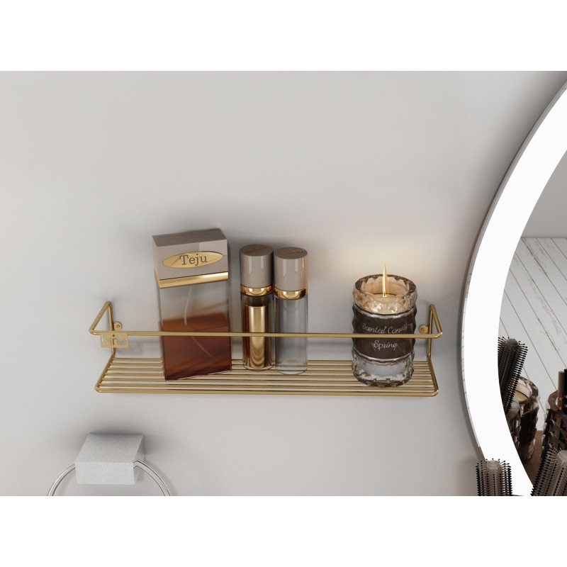 Wall Shelf Banyo Makyaj Rafı, Baharatlık - Gold Gold