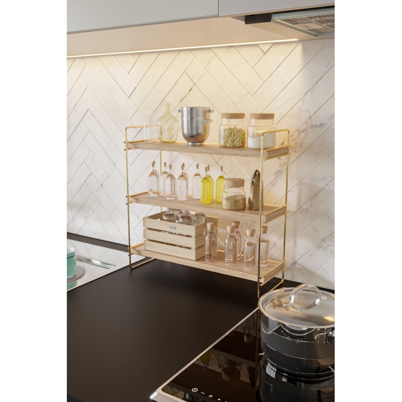 Hanah Home Wall Shelf Masa Üstü 3 Katlı Organizer, Servis Rafı Gold
Brown