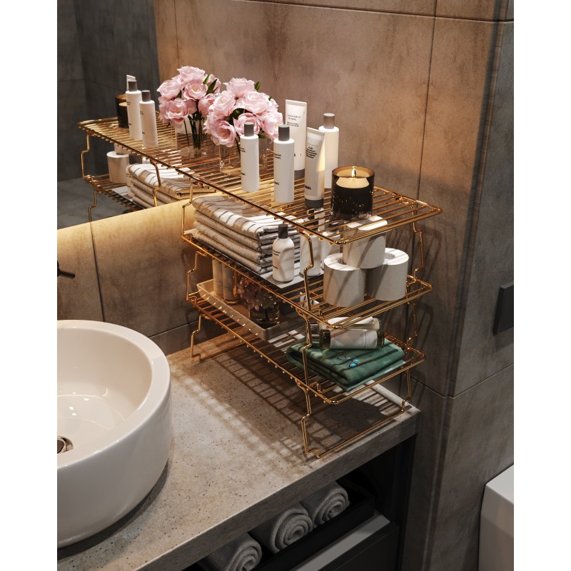 Wall Shelf Dolap Ici Organizer Gold
Brown