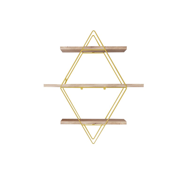 Wall Shelf Prizma Raf, Büyük Boy Salon Tipi Gold
Brown