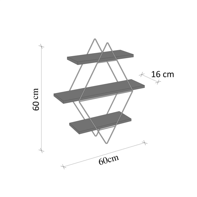 Wall Shelf Prizma Raf, Büyük Boy Salon Tipi Gold
Brown