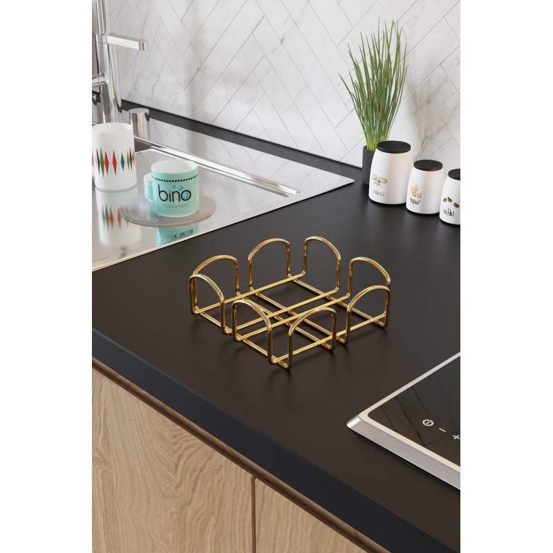 Aberto Design Napkin Holder Kare Peçetelik Gold