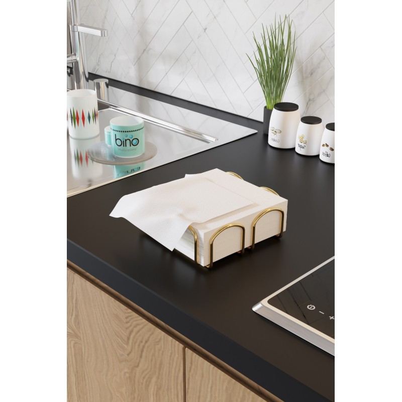Aberto Design Napkin Holder Kare Peçetelik Gold