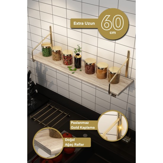 Wall Shelf Duvar Rafı 60 cm Extra Gold
Brown