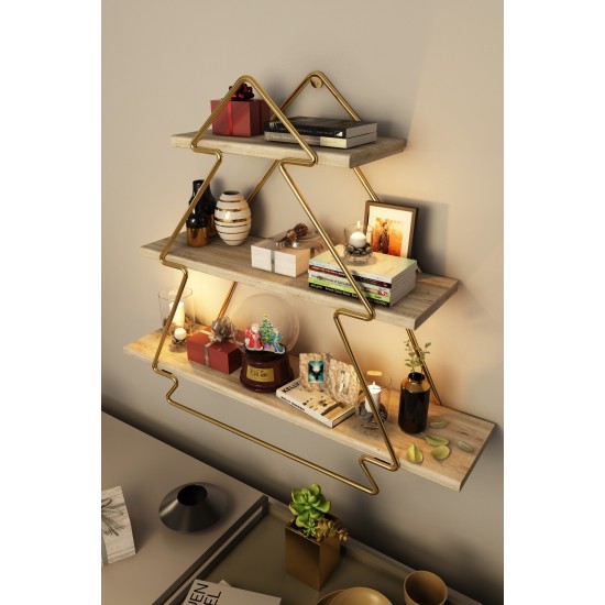 Wall Shelf Duvar Rafı, Tezgah Üstü Kullanım Gold
Brown