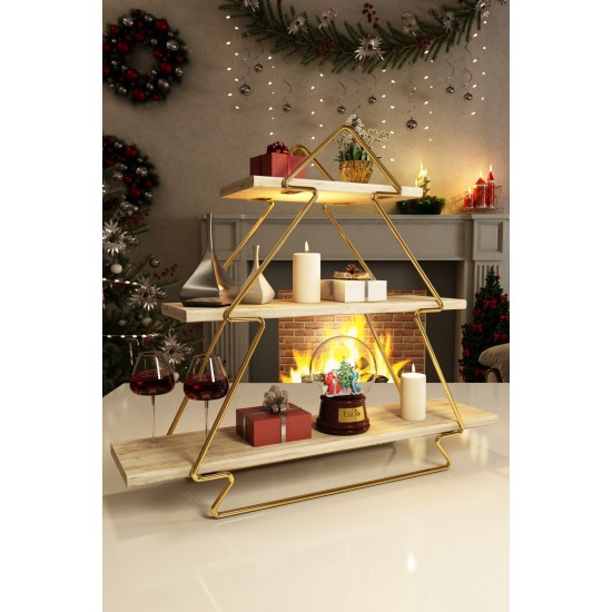 Wall Shelf Duvar Rafı, Tezgah Üstü Kullanım Gold
Brown
