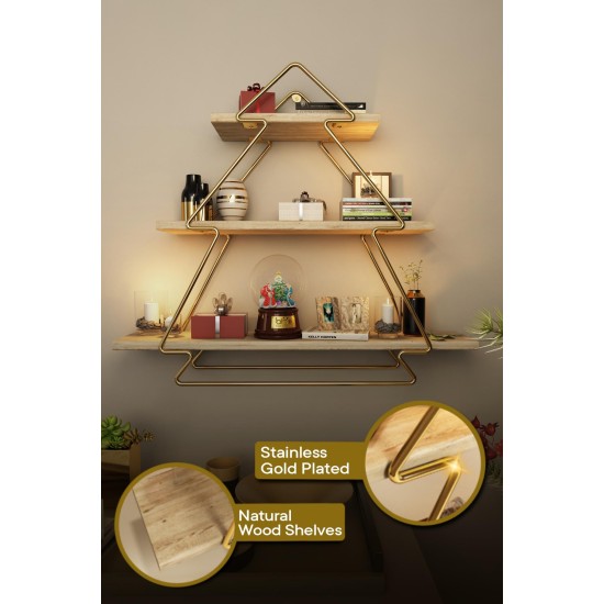 Wall Shelf Duvar Rafı, Tezgah Üstü Kullanım Gold
Brown