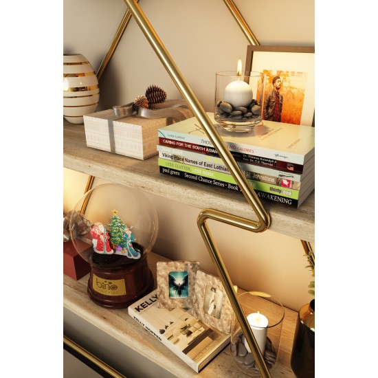 Wall Shelf Duvar Rafı, Tezgah Üstü Kullanım Gold
Brown