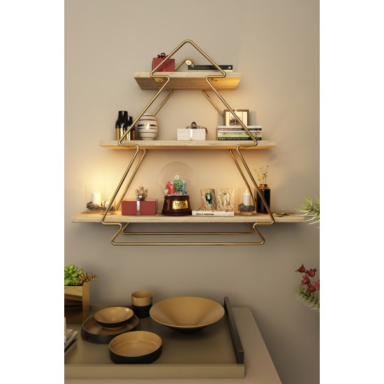 Wall Shelf Duvar Rafı, Tezgah Üstü Kullanım Gold
Brown