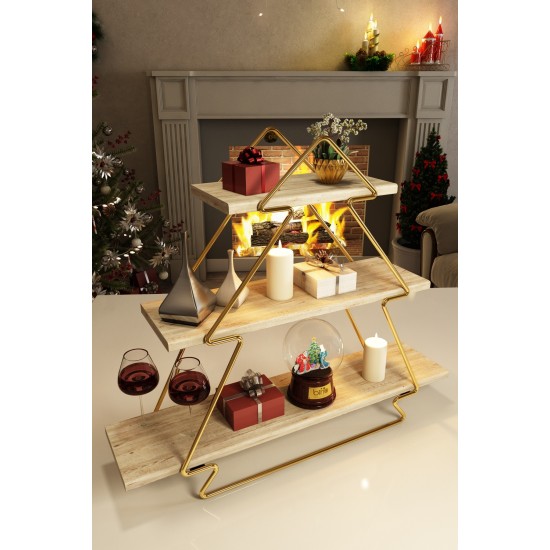 Wall Shelf Duvar Rafı, Tezgah Üstü Kullanım Gold
Brown