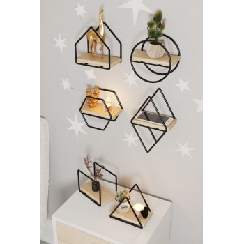 Wall Shelf Minyatür Raflar 6'lı Set Gold
Black