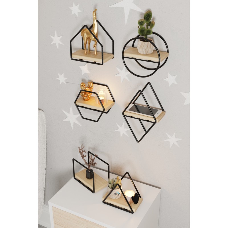 Wall Shelf Minyatür Raflar 6lı Set Gold
Black