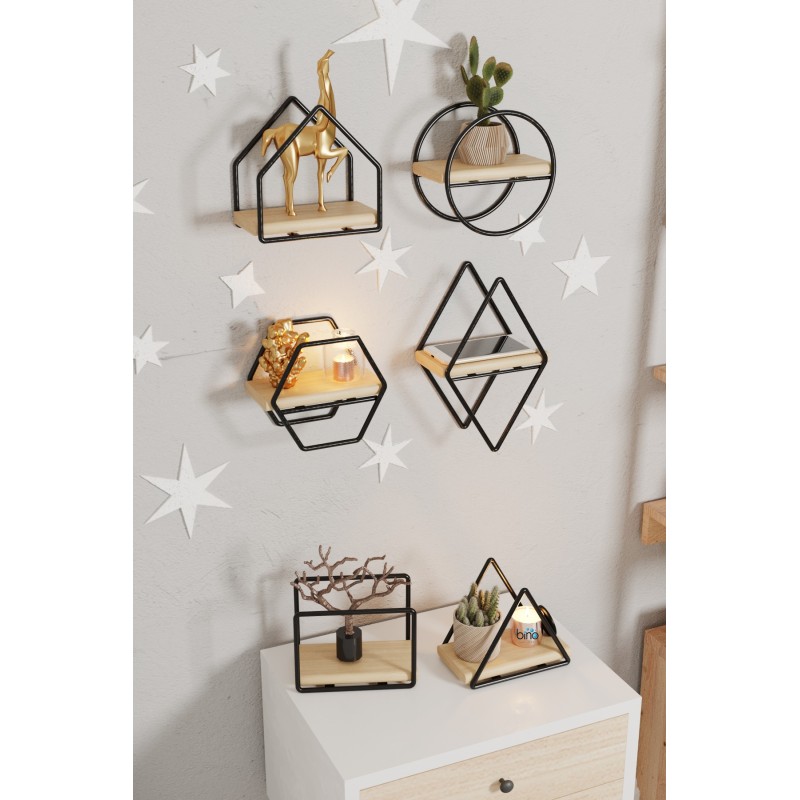 Wall Shelf Minyatür Raflar 6lı Set Gold
Black