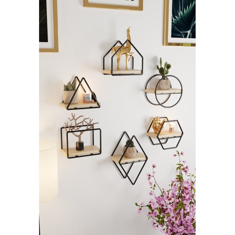Wall Shelf Minyatür Raflar 6lı Set Gold
Black