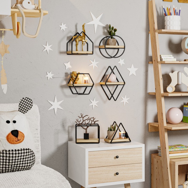 Wall Shelf Minyatür Raflar 6lı Set Gold
Black