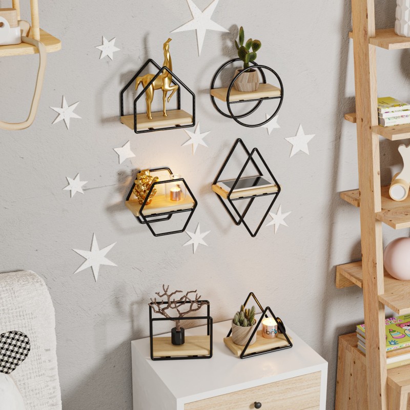 Wall Shelf Minyatür Raflar 6lı Set Gold
Black