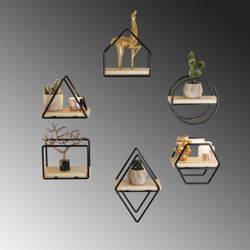 Wall Shelf Minyatür Raflar 6lı Set Gold
Black