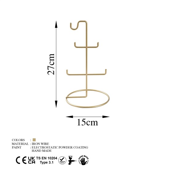 Jewellery Stand Organizer TK-003 Gold Aberto Design Jewellery Stand Organizer TK-003 Gold