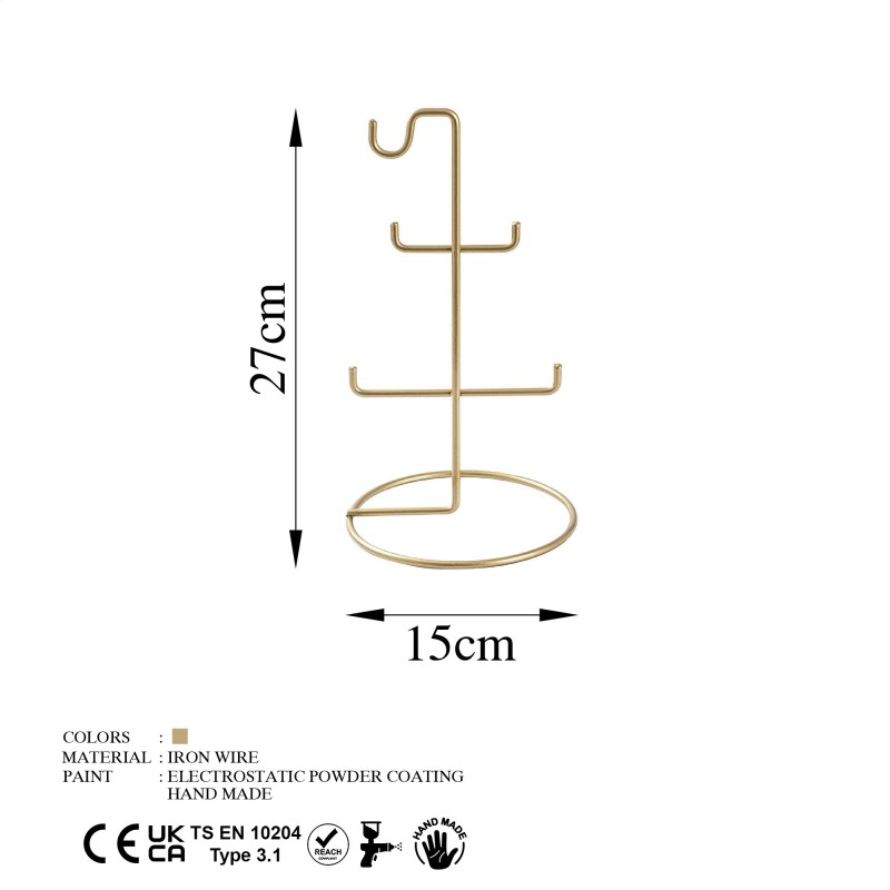 Aberto Design Jewellery Stand Organizer TK-003 Gold