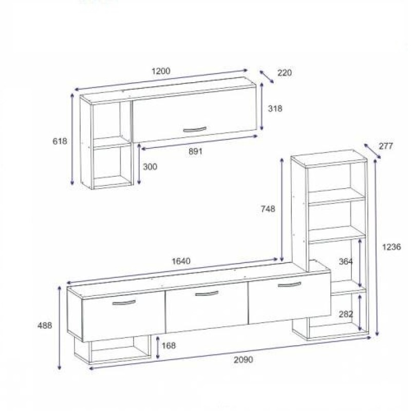 TV Unit Mega - Ciragan, Royal Marble Walnut
Black