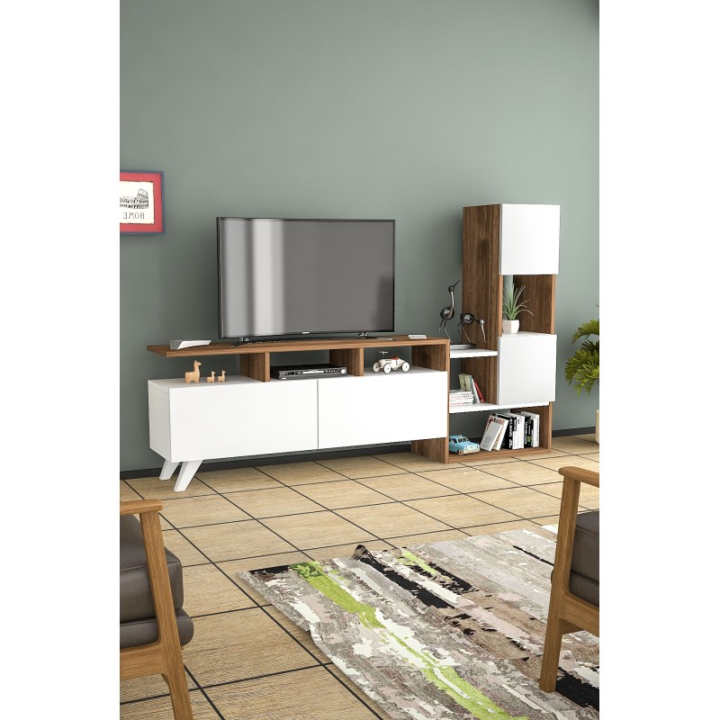 TV Unit Tower - White, Walnut White
Walnut