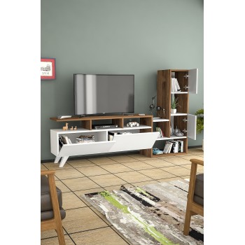 TV Unit Tower - White, Walnut White
Walnut