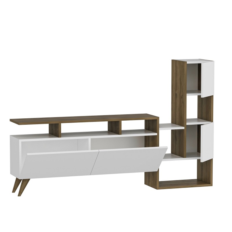 TV Unit Tower - White, Walnut White
Walnut