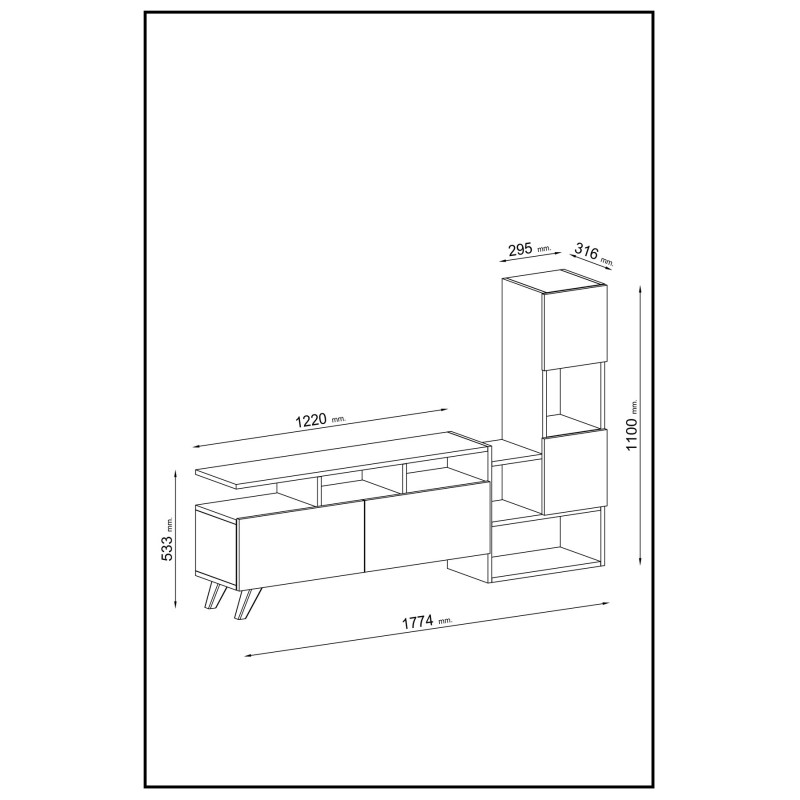 TV Unit Tower - White, Walnut White
Walnut