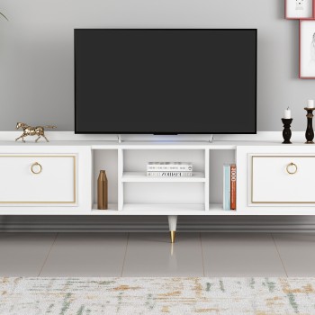TV Stand Rudy v2 - White, Gold White
Gold