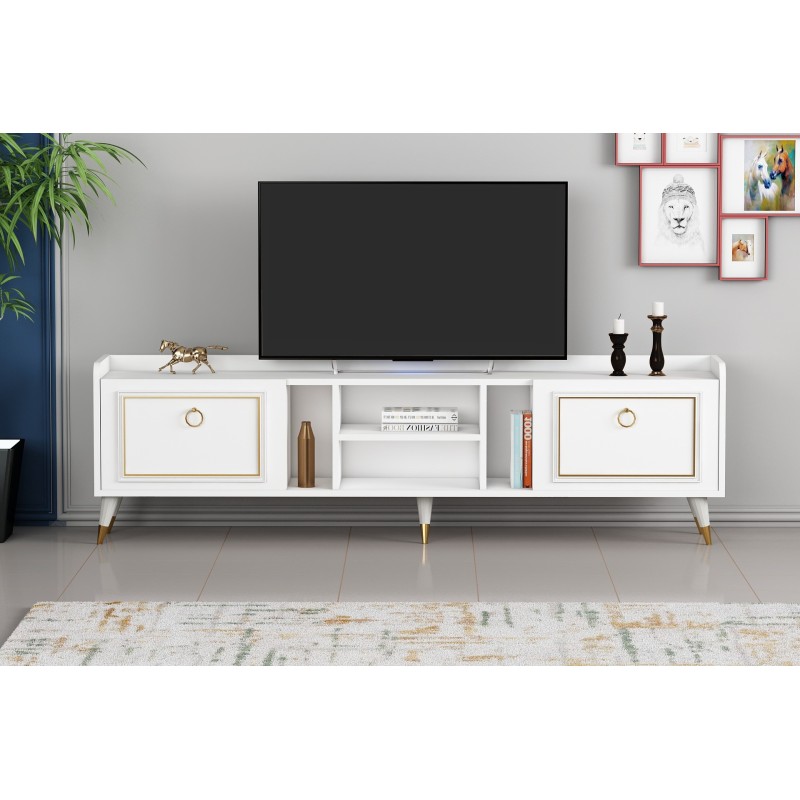 TV Stand Rudy v2 - White, Gold White
Gold
