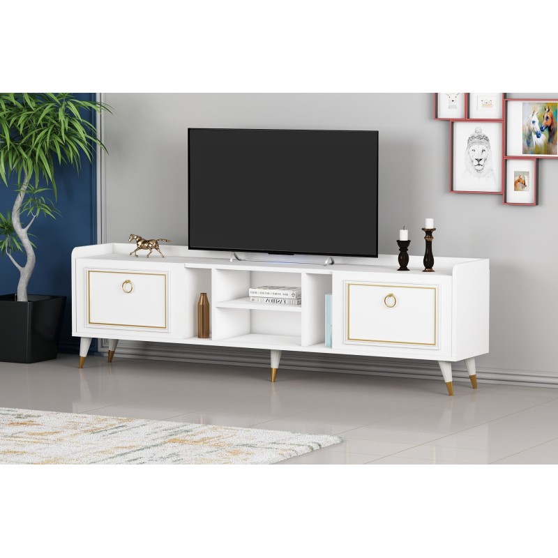 TV Stand Rudy v2 - White, Gold White
Gold